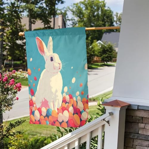 Welcome Spring Summer Garden Flag Easter Bunny Eggs Flowers Rabbit Cl 12X18 Double Sided Vertical, Small Floral Flower Yard House Outside Outdoor House Decoration Holiday Gifts