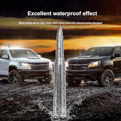 Image of Enigrette Chrome Car Truck Antenna with Tire Valve Caps American Flag Short Replacement for GMC Sierra Chevy Silverado Dodge Ram 1500 2500 3500 Ford F150 F250 F350 Super Duty Raptor, Accessories