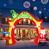 11FT Christmas Inflatable Archway Decoration Blow Up Giant Arch with Santa Claus & Xmas Tree Outdoor Decor Built-in LED Yard Decorations Garden Lawn Party Holiday Patio Outside DΓ©cor