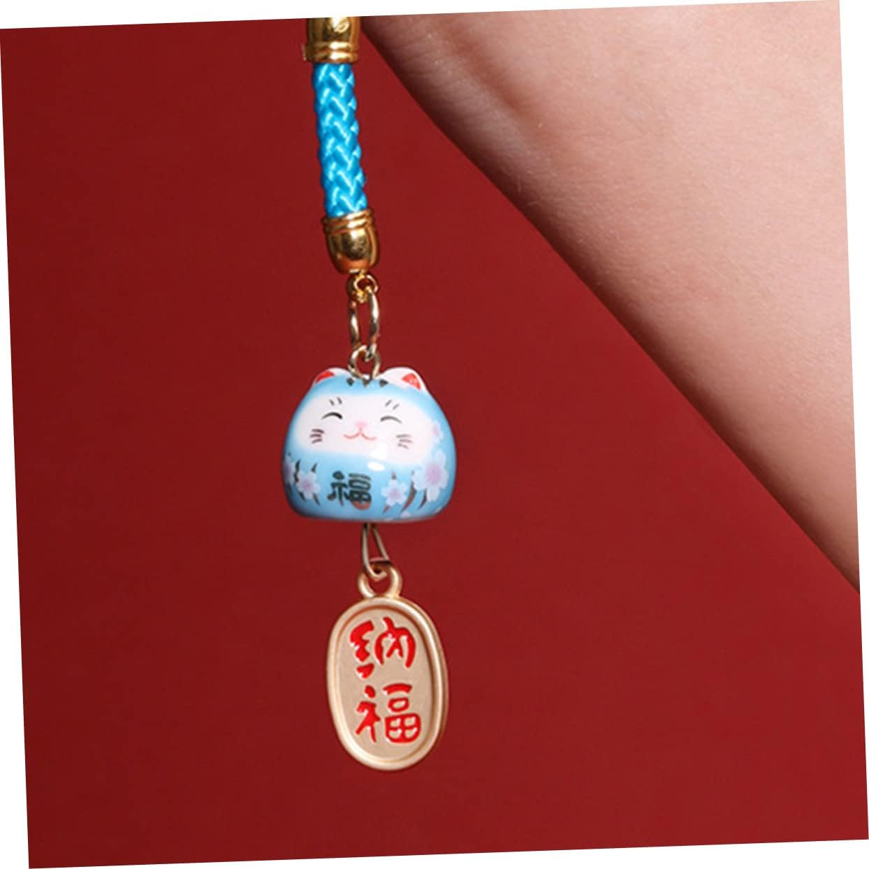 Gadpiparty 5sets Fortune Cat Lanyard Lucky Cat Phone Charm Ceramic Cat Pendant Fashion Phone Decor 3pcs*5