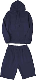 DDDHL Conjunto de moletom masculino 46r moda casual cor combinando duas peças com capuz bolso com cadarço pulôver calça, Azul-marinho, XXG