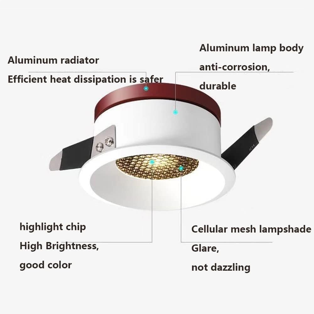 Foco Empotrable Hexagonal Tipo Panal De Abeja De 7W, Kit De Iluminación Empotrable con Embellecedor Redondo Y Deflector De 12W, Luces De Techo Led Empotrables para Sala De EST,7W-5700K