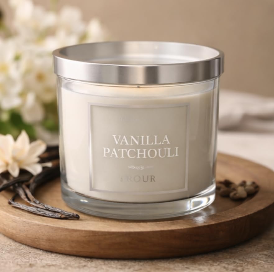 Bougie vanille patchouli anti-odeurs pot verre 70 heures - 2