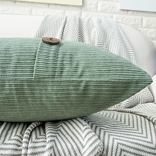 HWY 50 Sage Green Chenille Throw Pillow Covers 20x20 Inch Buttons Pack of 2 by HWY 50 - Used condition - Image 5