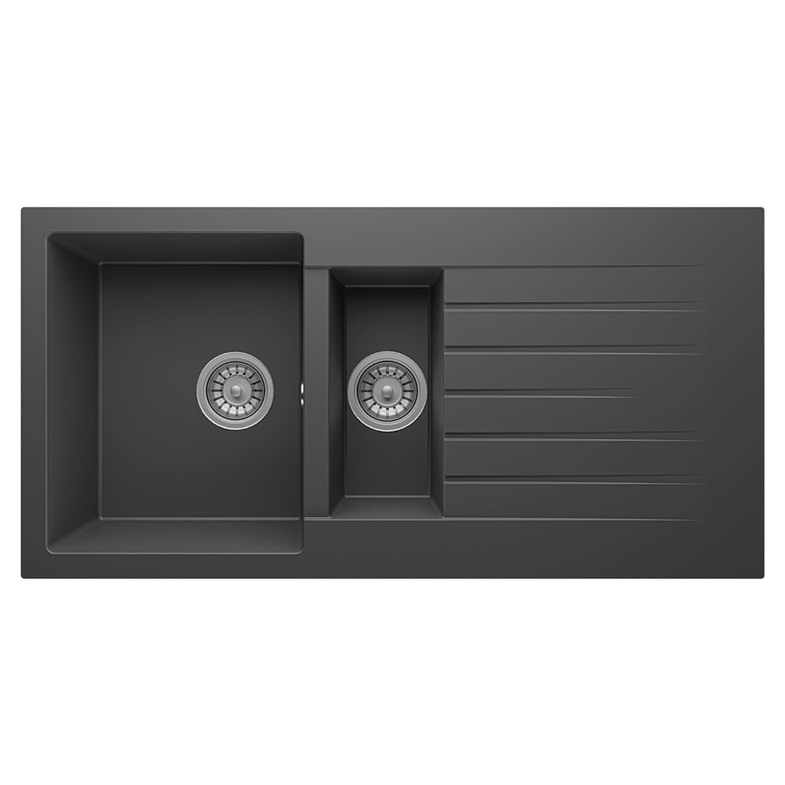 Liquida Anthracite Grn150an Bowl Granite Reversible Kitchen Sink With Wastes Size 1.5