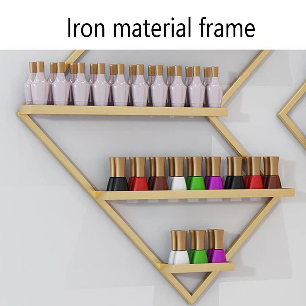 Expositor de Pared para esmaltes de uñas, Estante metálico Poligonal para aceites Esenciales, 4 Niveles de perfumes, Brillos de Labios y cosméticos, para s,Silver-78x155cm