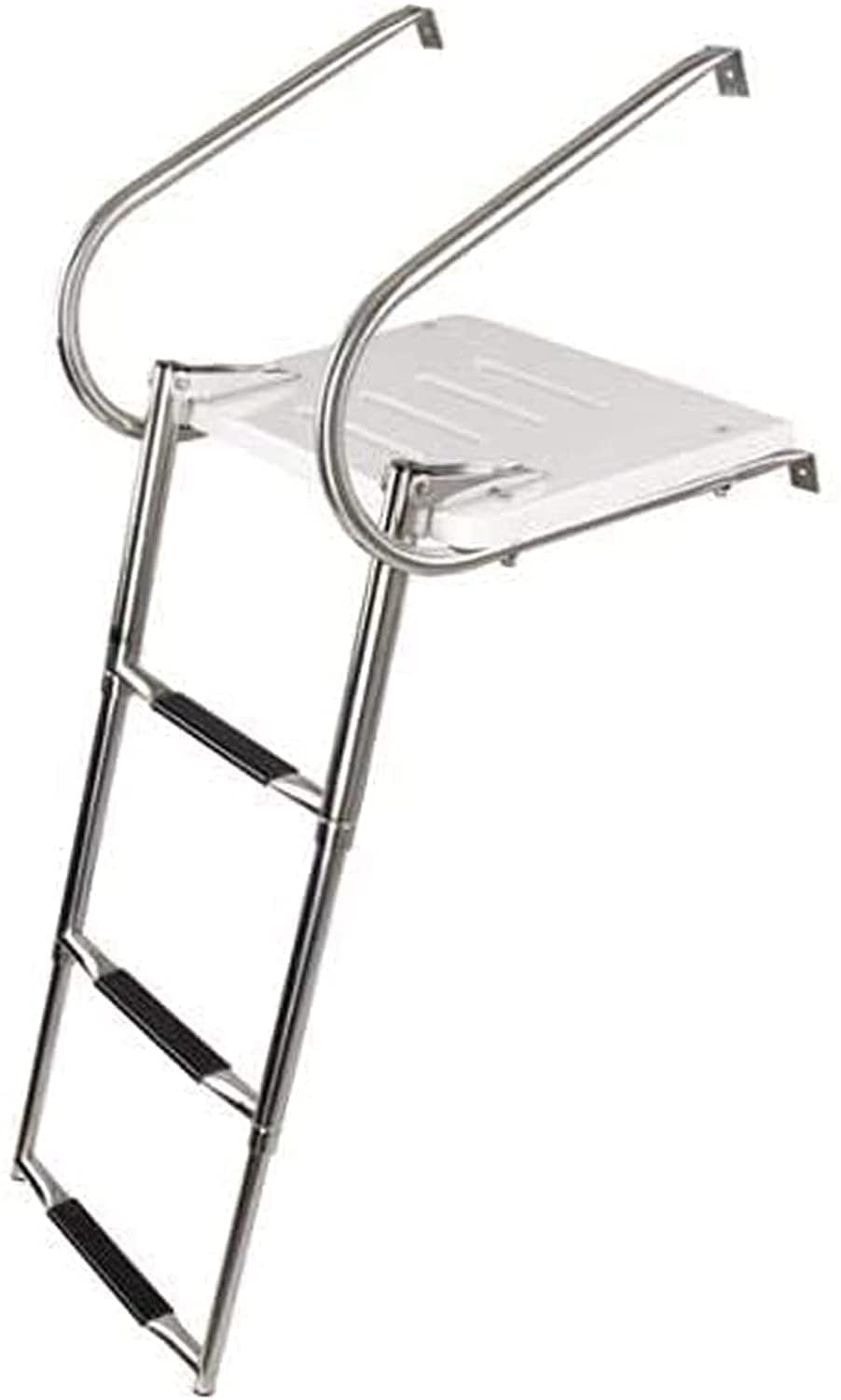 Échelle de bateau 3 marches en acier inoxydable échelle marine télescopique avec marche antidérapante, échelle de quai de bain échelle pliante pour bateaux, camping-car, yacht, piscine, pont