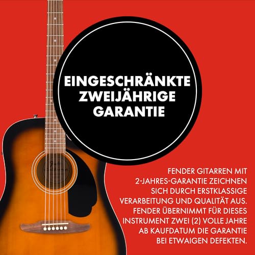 Fender California Debut Redondo Dreadnought mit Cutaway CE-Akustikgitarre, Fichtendecke, schwarzem Schlagbrett, 2 Tone-Sunburst