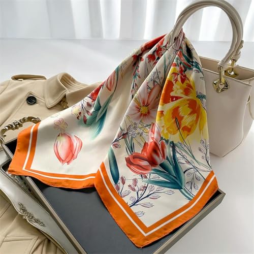 Luxury Print Silk Square Scarf Women Neck Tie Shawl Wraps Square Scarves4