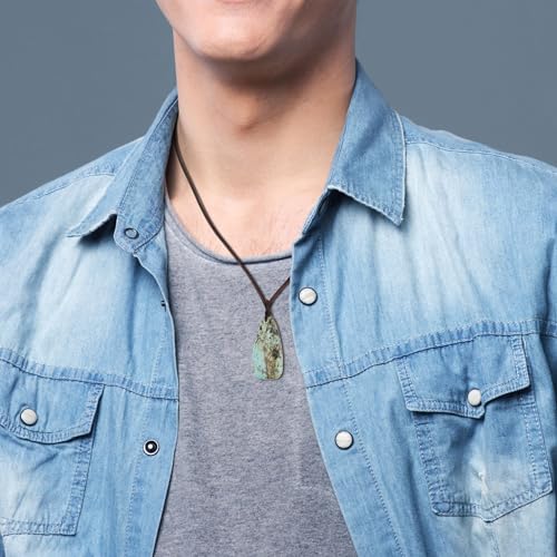 COAI Genuine Leather Necklace for Men Women, Teardrop Pendant African Turquoise Necklace for Men Women2