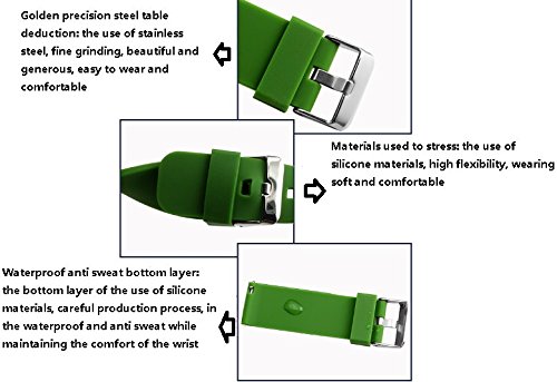 Watch Band/Strap for Pebble time Smartwatch Band Replacement Accessories with Metal Clasps Watch Strap/Wristband Silicone (Gray) - Thumbnail 5