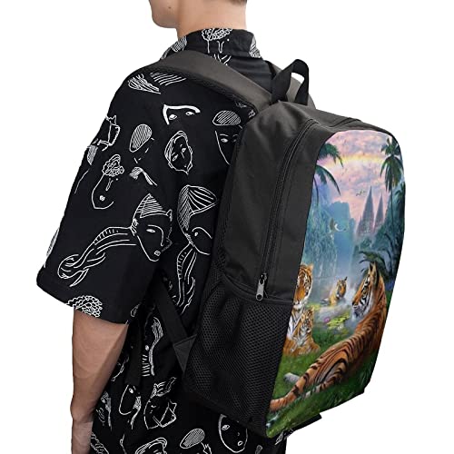 Mochila escolar unisex tigre 3D juvenil con compartimento para libros 4