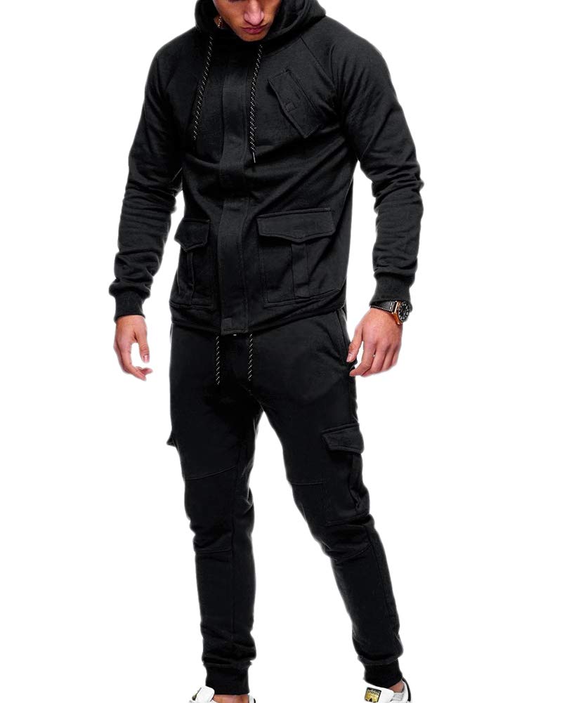 Męski 2-częściowy zestaw dresowy na zewnątrz, na co dzień, na siłownię, bluza z kapturem, spodnie dresowe, topy do joggingu, zestaw dresów, dres do joggingu, strój sportowy, bluza z długim rękawem, bluza i spodnie, odzież sportowa na co dzień
