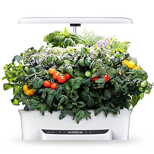 Jardin d'herbes hydroponique avec éclairage LED grow et hauteur réglable 12 pods blanc
