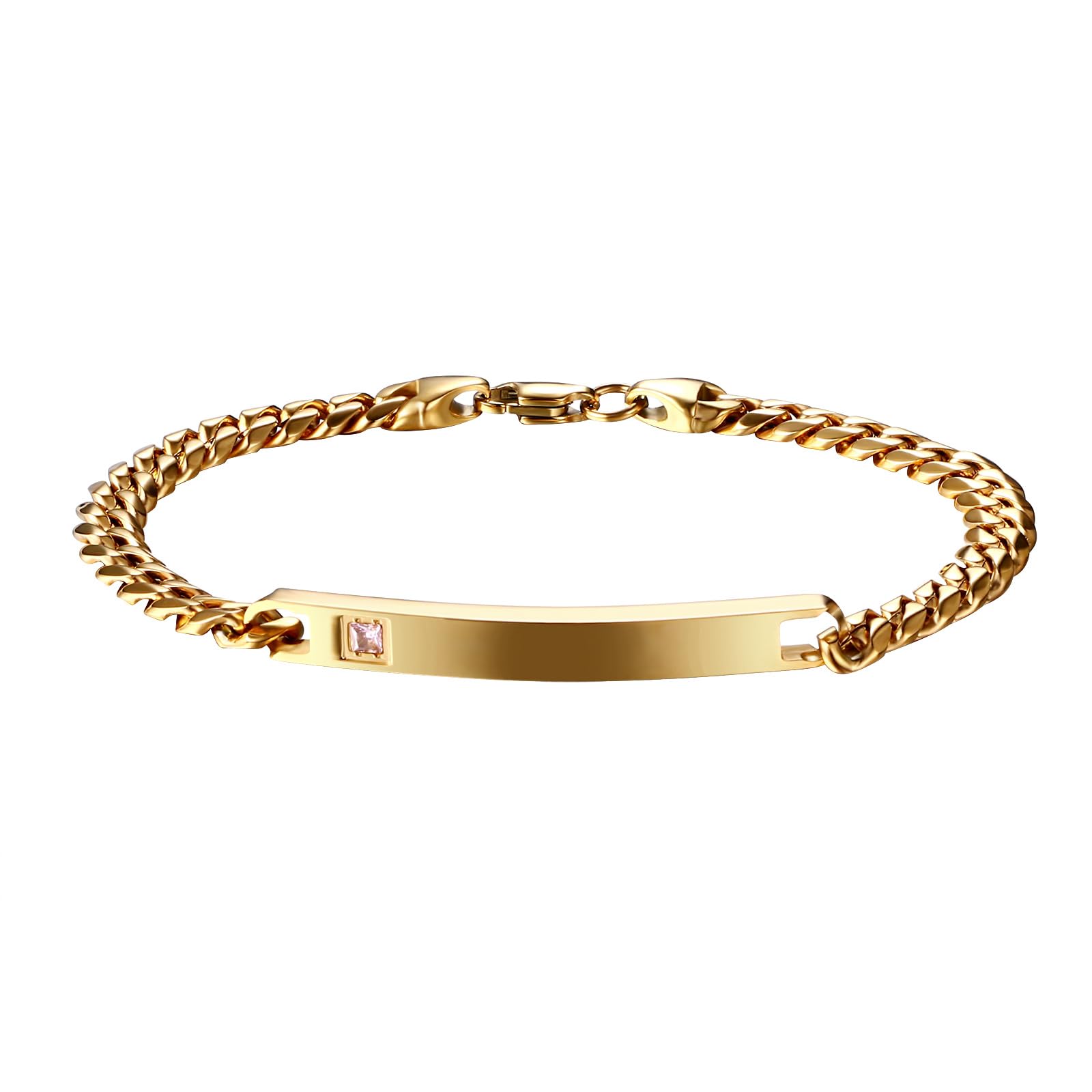 Cupimatch Custom Engraved Couples Bracelets: Personalized Bracelet Nameplate Date Engraved ID Matching Bracelets for Women Men