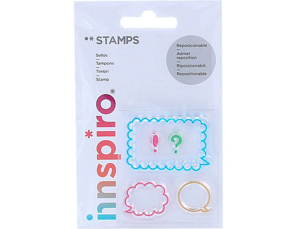 INNSPIRO Sellos Acrílicos Transparentes Tamaño Pequeño – Reposicionables, Fáciles De Aplicar Y Almacenar, Compatibles Con Bloques Acrílicos Ref. 17300/17301/17302, Para Manualidades Y Scrapbooking