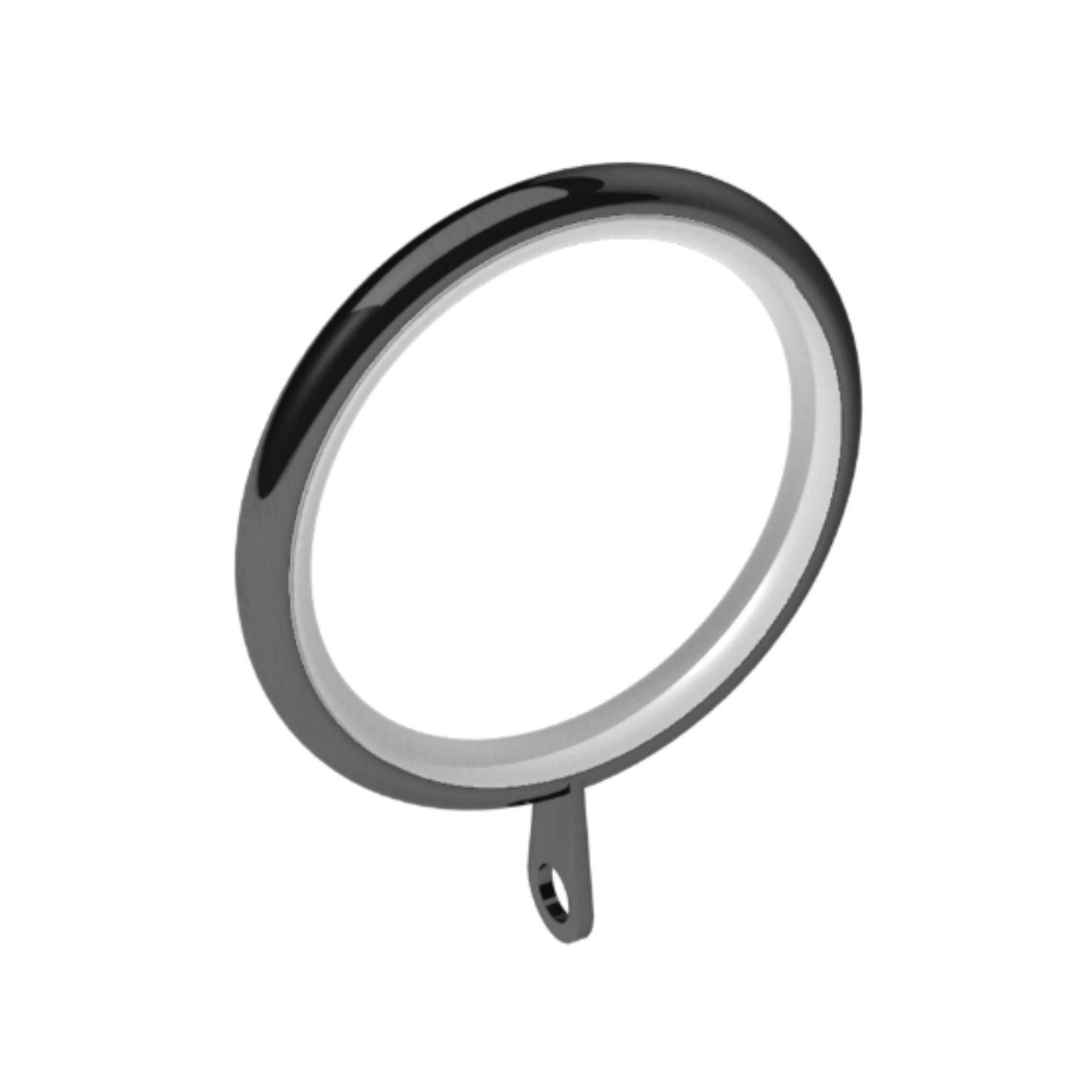 Swish Elements 35mm Metal Curtain Pole Rings, Graphite, 4 Pack