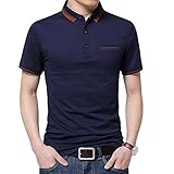Womleys Mens Casual Slim Fit Short Sleeve Collared Polo T Shirt (US Medium, Navy Blue)