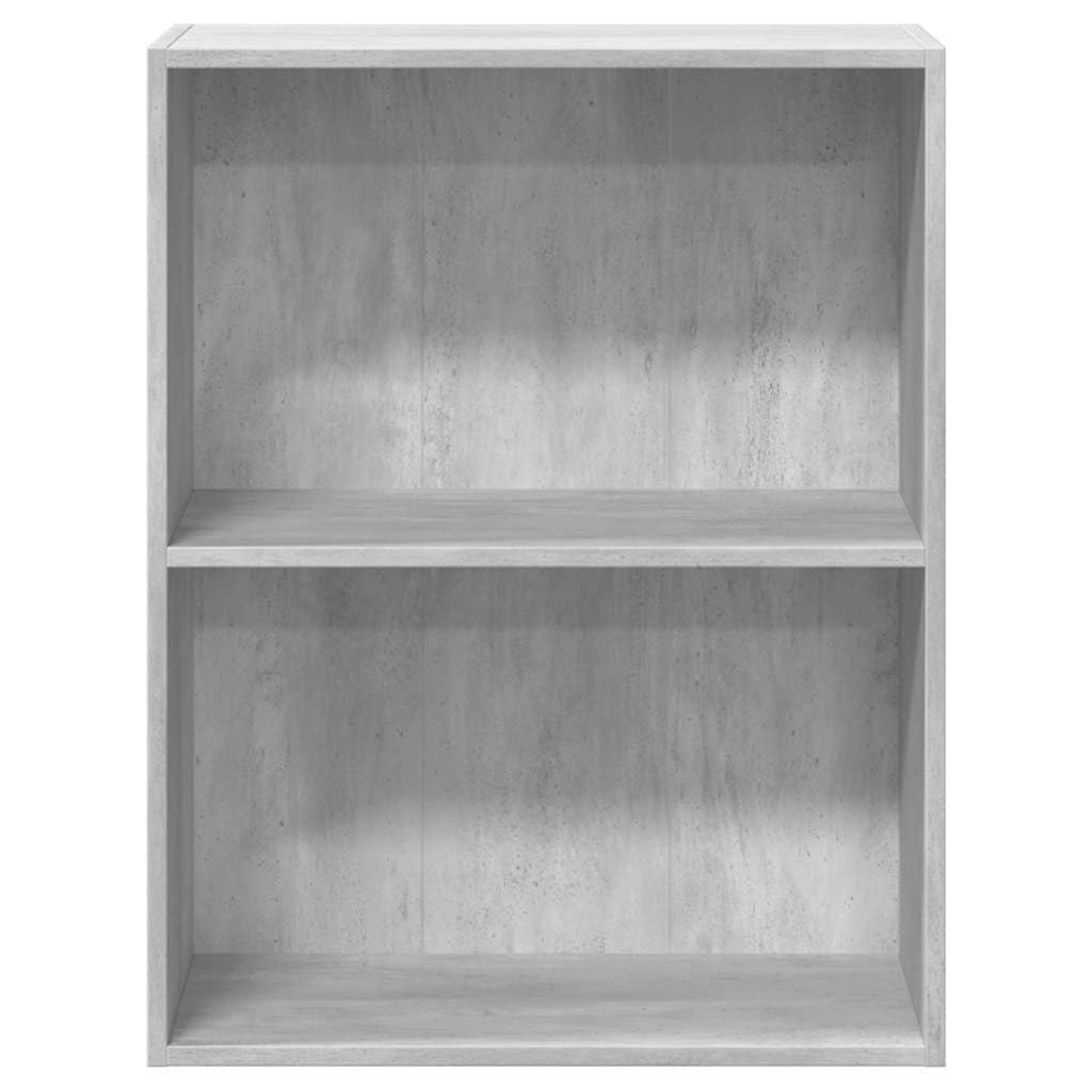 Libreria a 2 scomparti, grigio cemento, 60 x 30 x 76,5 cm, in legno con spazio, salvaspazio come scaffale e divisorio per soggiorno, ufficio, studio, cameretta dei bambini, ripiano aperto