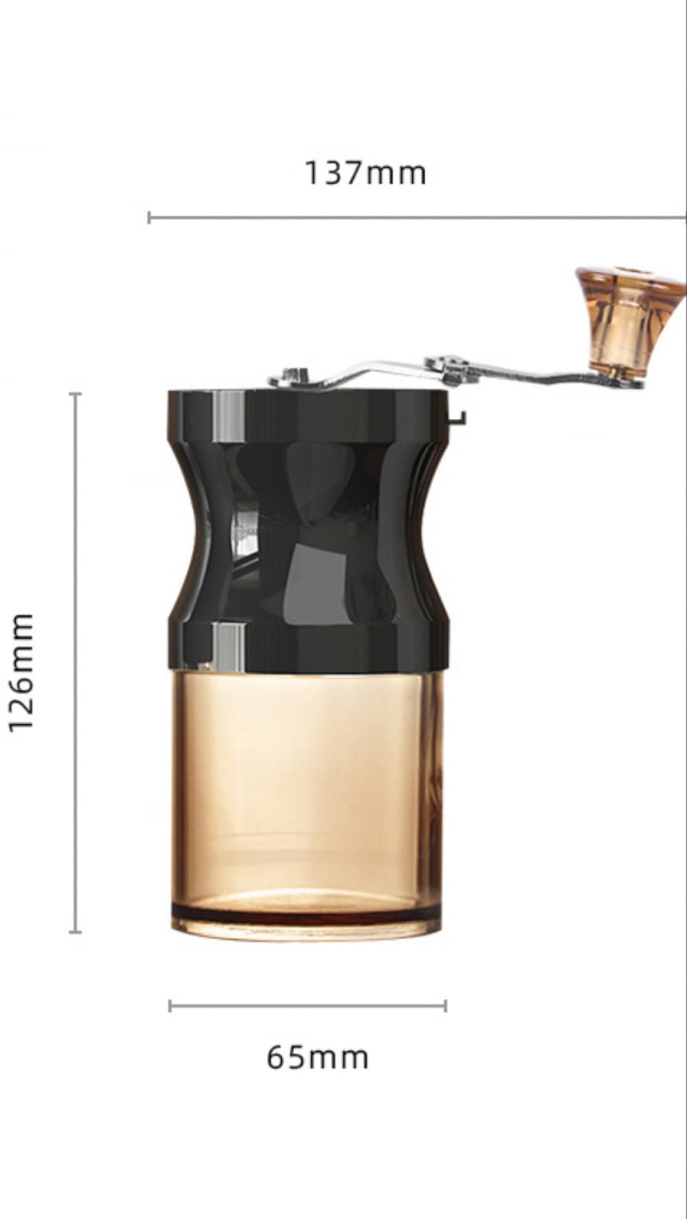 Młynek do kawy domowy młynek do espresso korba ręczna młynek do kawy mały młynek do ziaren kawy mini przenośny zmywalny młynek ręczny (czarny, przezroczysty podstawowy kolor)