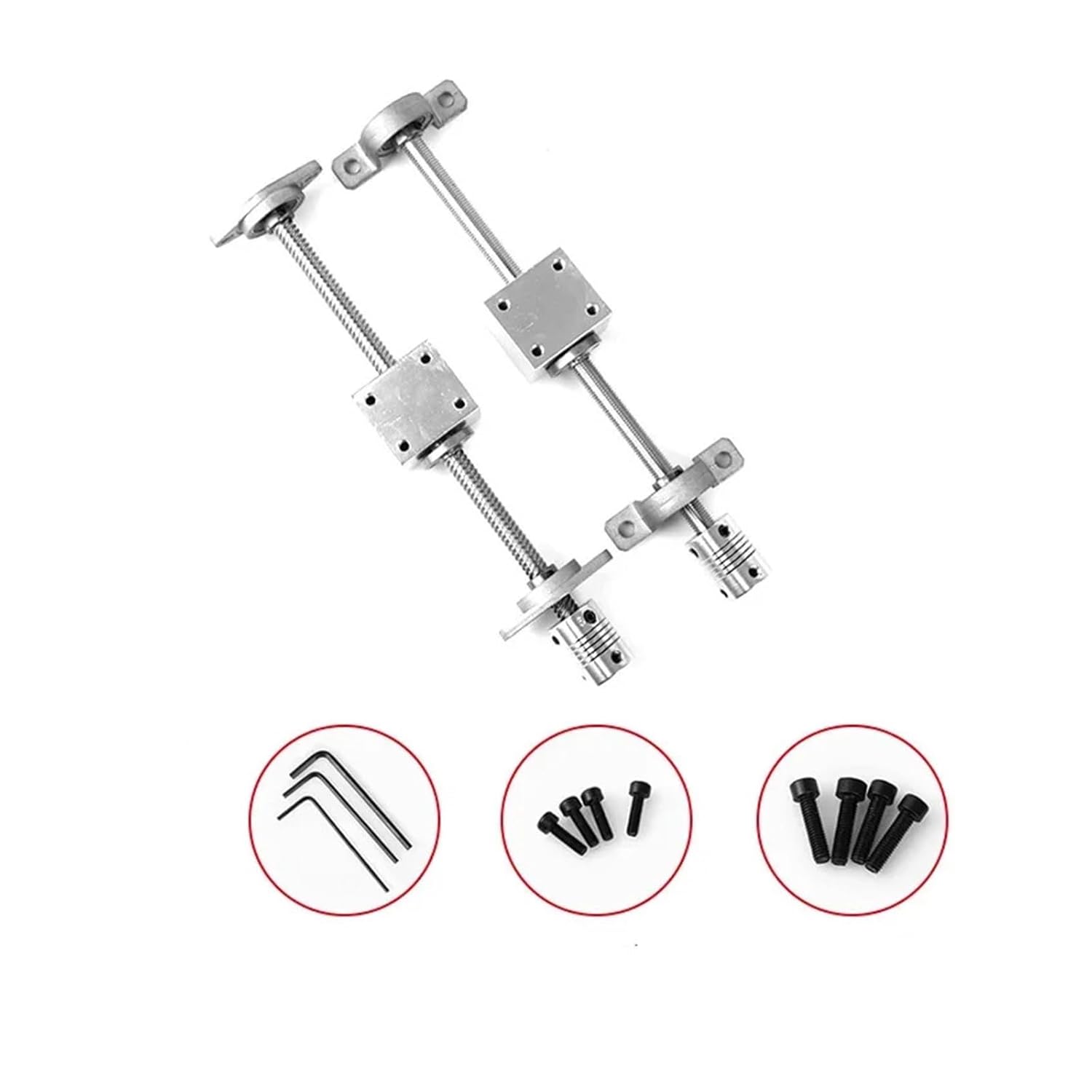 T10リードスクリューアセンブリ 10mmピッチ 2mm 500mm + 銅ナット + カップリング + KP000サポートブロック