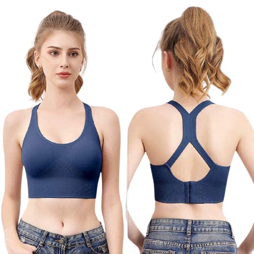 donson Women Sports Bra Bounce Control High Impact Support Full Coverage Free Size (28 Till 34) Blue-picture-20