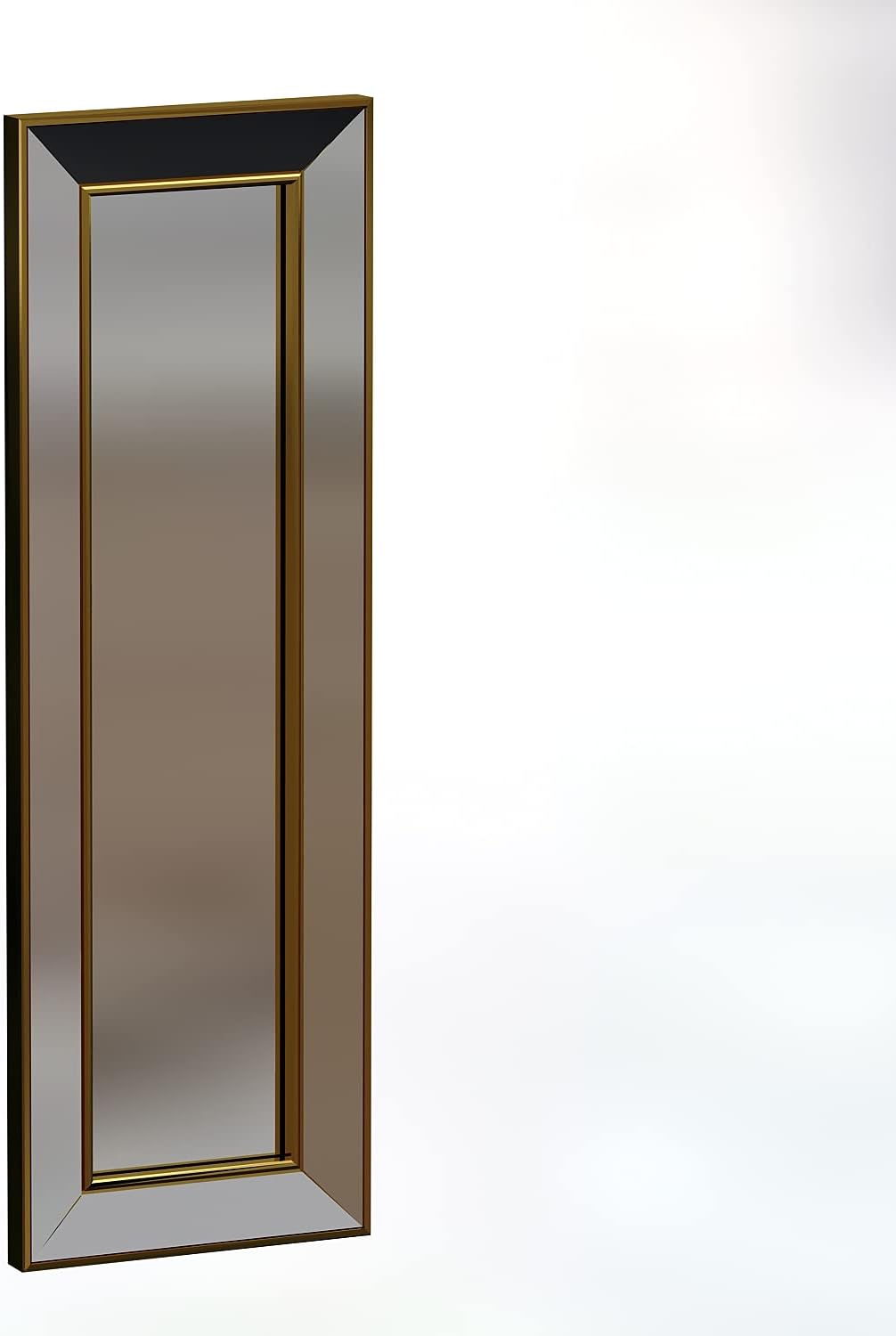Becomin 5774 Wall Mirror, Bathroom Mirror, Vanity Mirror, Mirrored Frame, Gold-Plated, Modern, 30 x 90 x 3.5 cm Set of 2