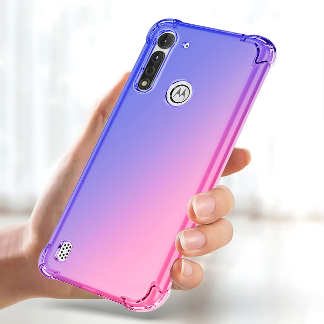 Custodia Per Motorola Moto G8 Power - Effetto Sfumato Rosa/Viola - TPU Morbido Antigraffio - 2