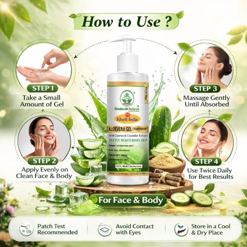 Image of khadi Aloe Vera Face Massage Gel | Hydrating & Soothing Skin | For Glowing, Soft & Clear Skin | Reduces Sunburn, Acne & Redness (TRANSPARANT ALOEVERA GEL (500ML))