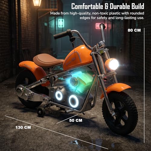 Image of Baybee ChopperX Baby Battery Operated Bike for Kids with Adjustable Seats I Rechargeable Ride on Toy with LED Lights, USB & Music I Big Baby Bike | Electric Bike for Kids to Drive 2+ Years (Orange)