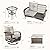 FKLUG 6 Pieces Patio Furniture Set, Outdoor Wicker Sofa Couch with 360° Swivel Rocking Chairs,Patio Conversation Sets with Ottoman and Coffee Table for Outside Porch Backyard Pool (Gray)