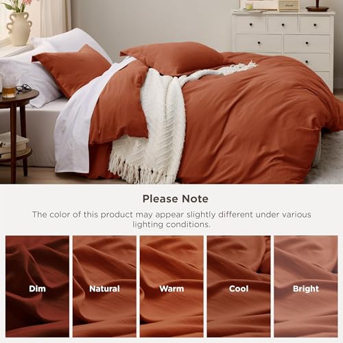 Image of Bedsure Terracotta California King Duvet Cover - Prewashed Cotton-Like Polyester Extra Soft Bedding Set, Includes 1 Cal King Duvet Cover 104''x98'' with Zipper Closure & 2 Pillow Shams, No Comforter
