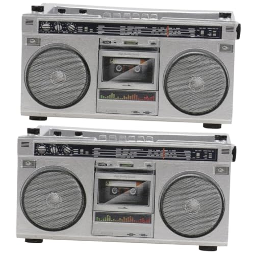 Milisten 2 Pièces Fleur Pot Créatif Résine Conteneur à Plantes Forme de Magnétophone Décoration Unique pour Bureau Table Fenêtre