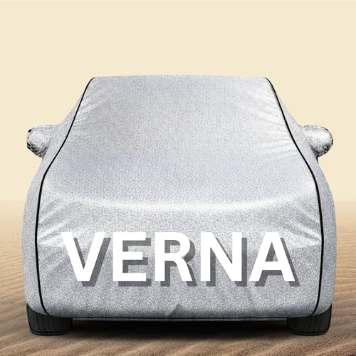 Image of 100% Waterproof Verna Car Cover Heavy Duty - Premium Polyester Car Body Cover, All Weather Outdoor Protection, UV Resistant, Dustproof, Windproof, Heat Resistant, Scratch Resistant (Silver)