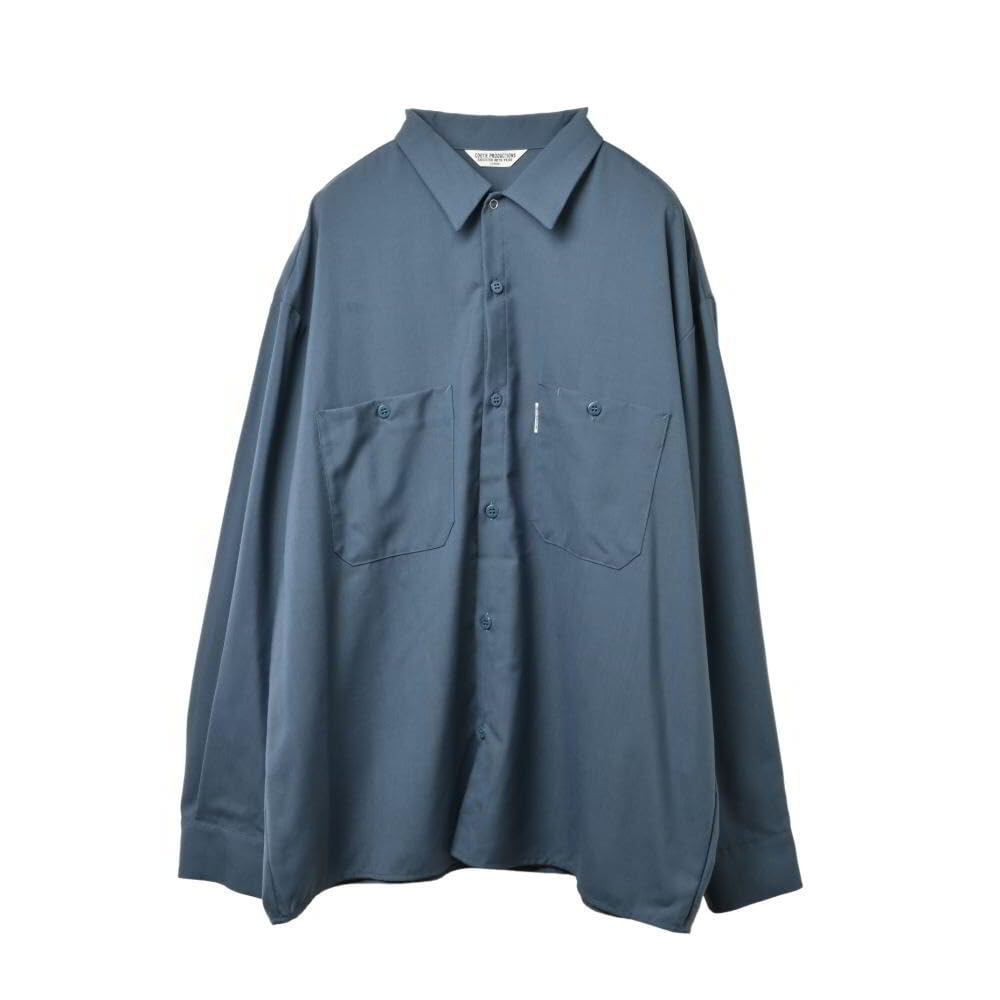 COOTIE ウールポリ混 オーバーシャツ L ブルー クーティー