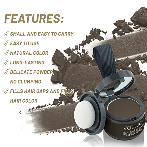 Volluck Root Touch Up Hair Powder Root Cover Up Hairline Shadow Powder Stick, Root Touch Up Dark Brown For Thinning Hair For Women And Men, Bald Spots, Eyebrows, Beard Line, Dark-Brown #TOP3