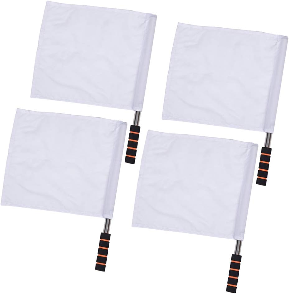 Outdoor Sign Sports Referee Flags 4pcs Events Referee Flags Sponge Handle for Soccer Volleyball Football Track Match White Gym Belt