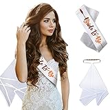 Bachelorettesy Bride to Be Satin Sash & Crystal Beaded Bohemian Headband Veil Set Perfect for Bachelorette Parties, Bridal Shower, Engagement Party & More! (Rose Gold)