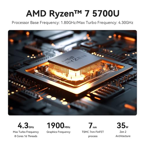 Image of Beelink Mini PC SER 5 Ryzen 5 5700U 8C /16T 8MB Cache,Up to 4.3GHz,16GB RAM 500GB NVME SSD, 4K Triple Display by HDMI and Type-C, WiFi 6, Bluetooth5.2, Zoom, PXE, Micro pc Gaming Computer