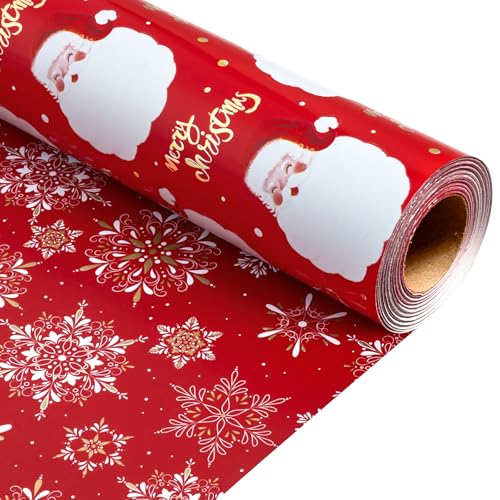 MAYPLUSS Red Christmas Wrapping Paper Roll, 17IN X 33FT Santa Gift Wrap