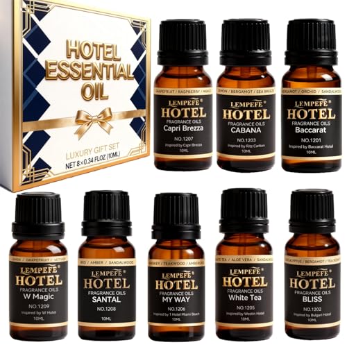 Hotel Diffuser Oil Discovery Kit - Buyers Best Picks - 10 mLX8 Hotel Fragrance Oil Gift Set - for Waterless Essential Oil Diffuser Inspired by Iconic 5-Star Hotels