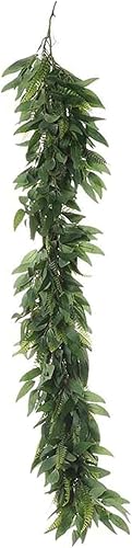 Vista 14 de Efavormart - Guirnalda artificial de hojas de tetragona, peperomia errante, 6.5 pies, color verde