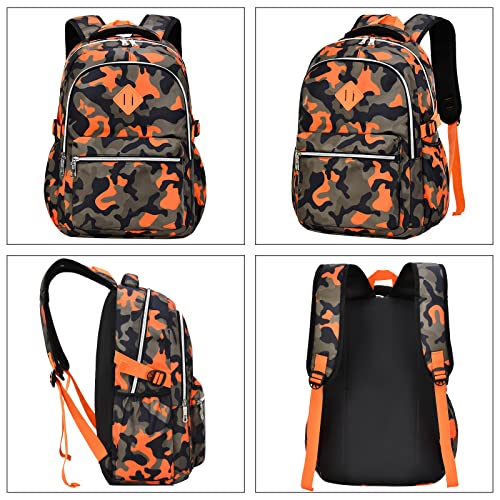 Image of Ladyzone Camo School Backpack Lunch Box Set Lightweight Schoolbag Travel Camp Outdoor Daypack