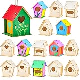 Juexica 15 Pcs 4' Wooden Birdhouses, Unfinished Wood Bird...