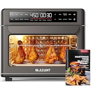 Large Capacity Toaster Oven Countertop, Dishwasher Safe Detachable Panel, 26QT Air Fryer Toaster Oven Combo, with Drumstick Grill, Air Fry, Crisp, Bake, Toast, Bagel, Pizza, Broil, Defrost, BLAZANT