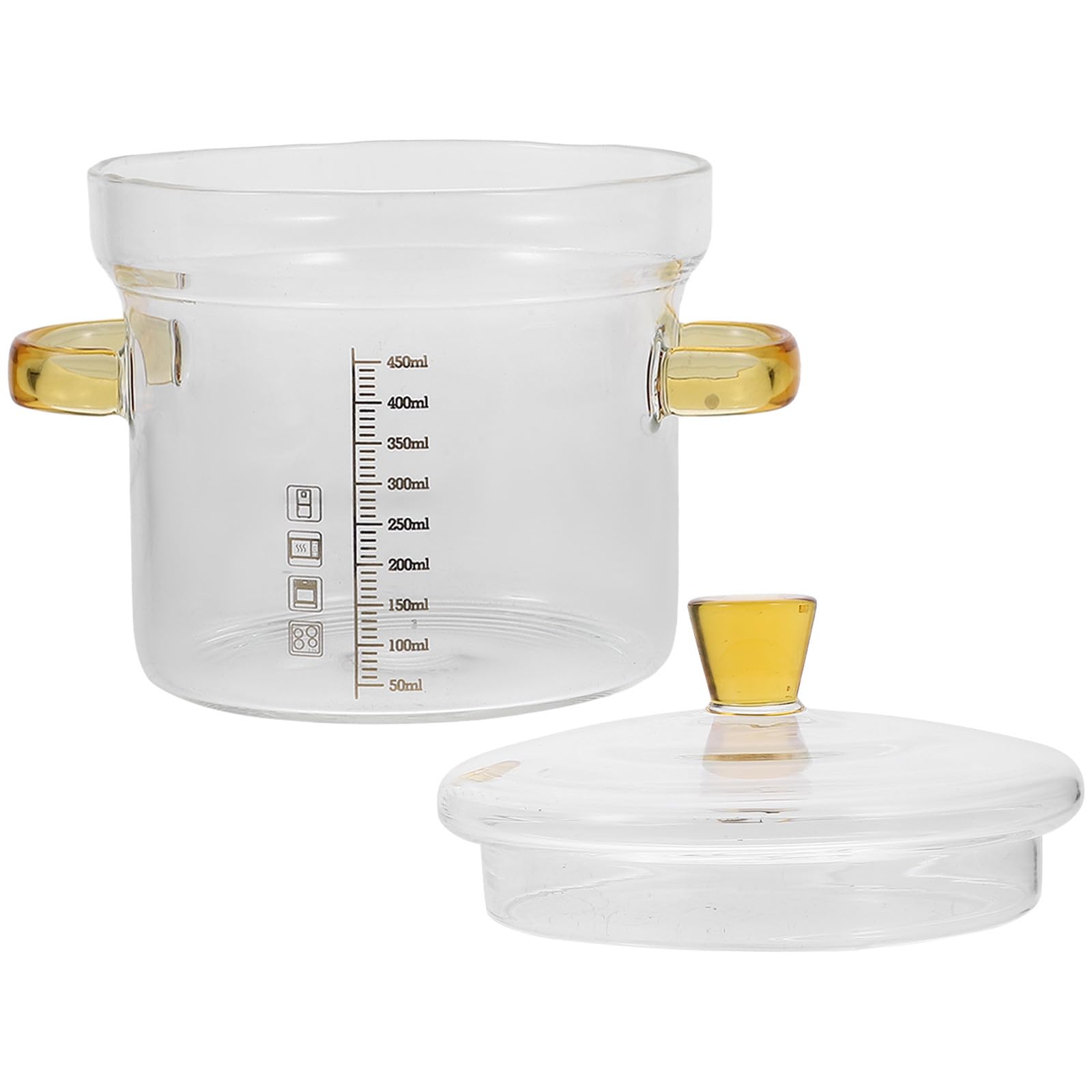 Recipiente de vidrio de 450ml con tapa resistente al calor, cuenco para vaporera de cocina