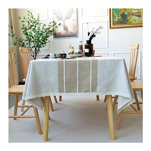 Nappe café rayée dentelle polyester 140x200cm pour table rectangulaire - 2