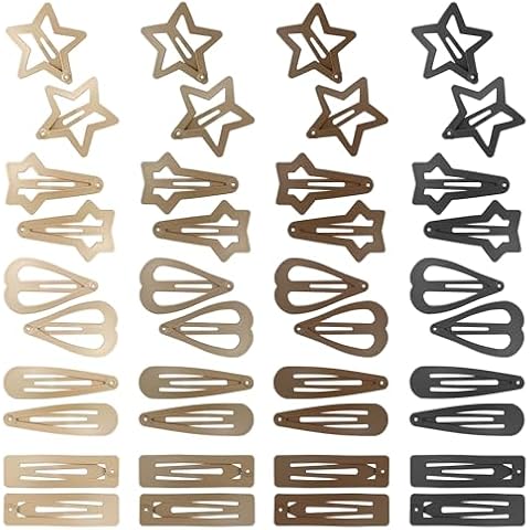 EleMirsa Brown Snap Hair Clip Hair Barrettes for Girls Women No Slip Metal Snap Clips Hair Pins Accessories Cover