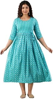 ZARVISHA Women Cotton Printed Maternity Gown | Western Dress with Zippers for Nursing Pre and Post Pregnancy Kurta | Feedi... Price In India