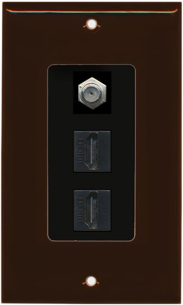 RiteAV - 2 HDMI and 1 Coax Cable TV F Type Port Wall Plate White Decorative (2 Pack)